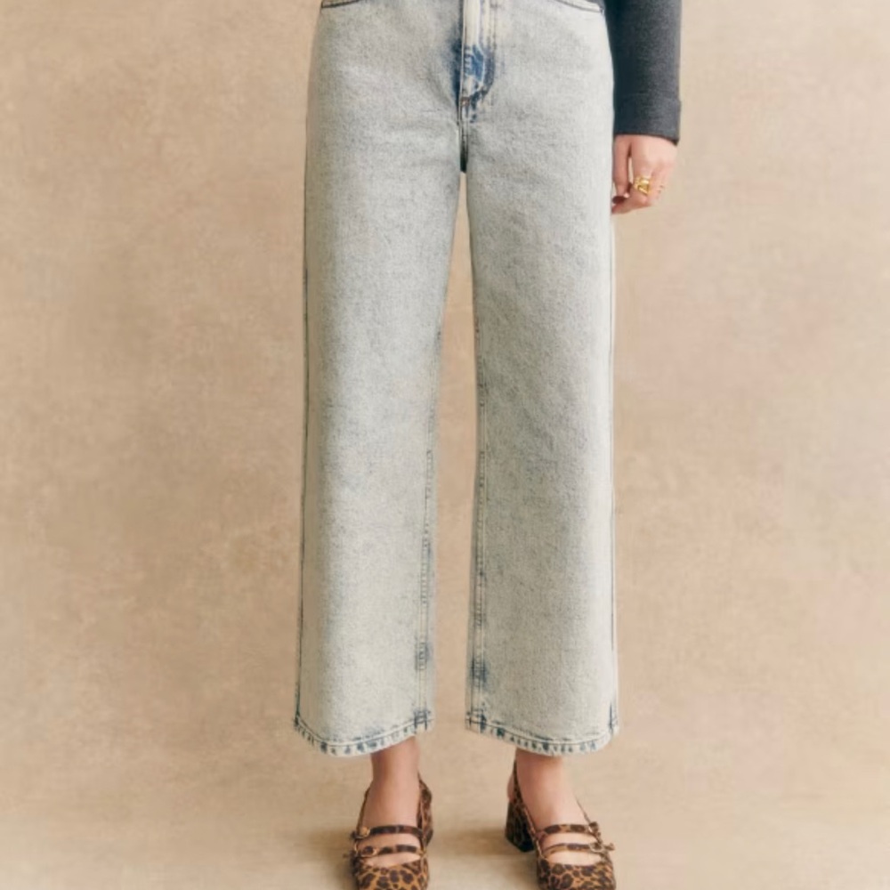 Sezane Blue Wide Leg Jeans Edge Blue